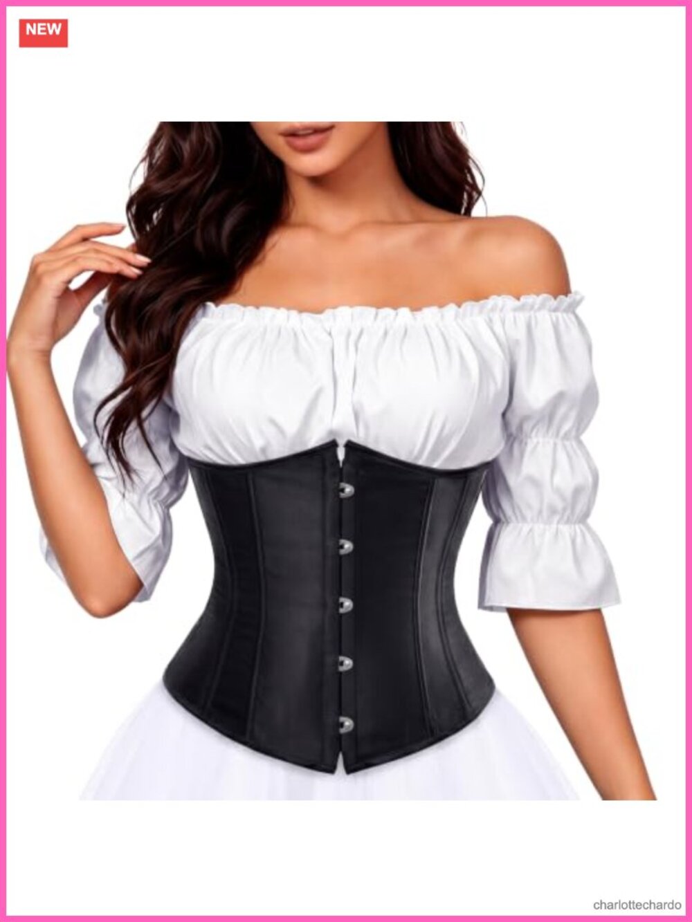 Underbust Corset Top Costume Bodice Plastic Boning Front Hook